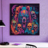 Vibrant bear artwork featuring colorful skulls and swirling patterns.